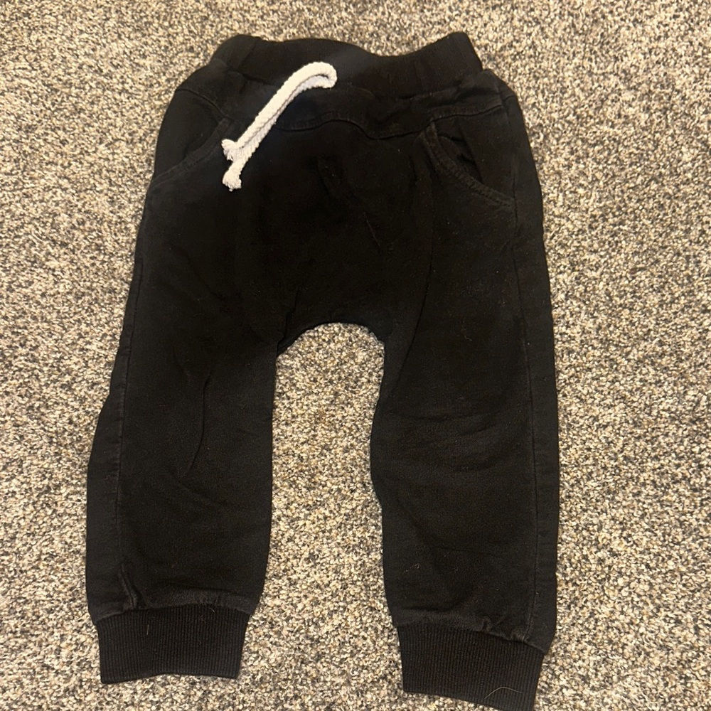 Kids Black Jogger Pants with Drawstring